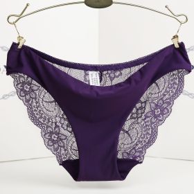 Lace ladies low waist briefs (Option: Purple-XXL)